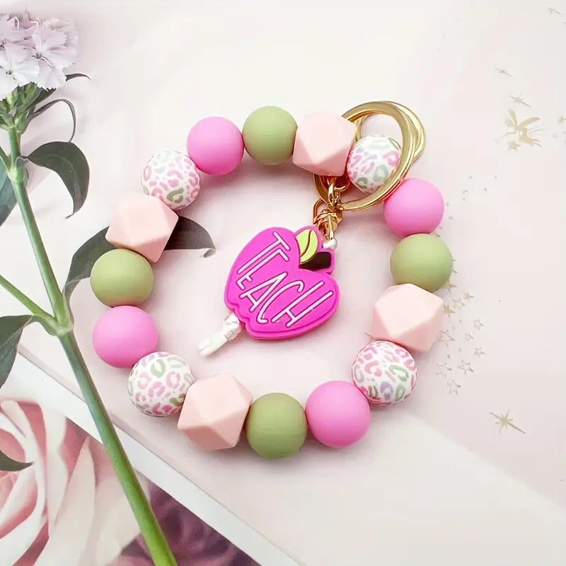 TEACHER THEMED KEYCHAIN WITH APPLE