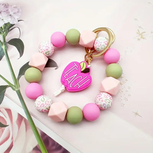 TEACHER THEMED KEYCHAIN WITH APPLE