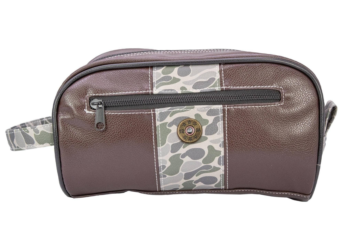 Shot Shell Brown Pebble Old School Camo Men's Toiletry Dopp Bag.