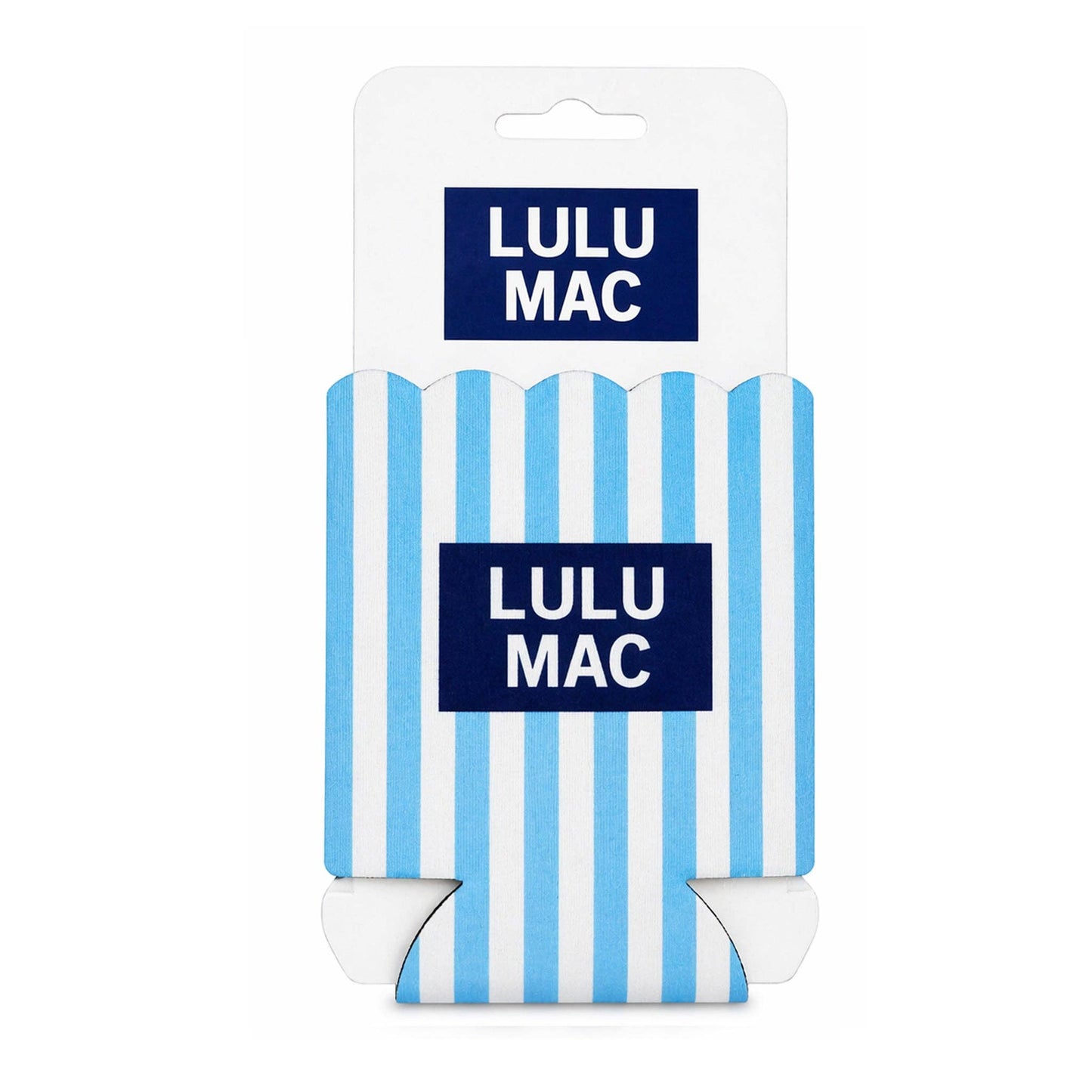 LIGHT BLUE AND NAVY STRIPE KOOZIE
