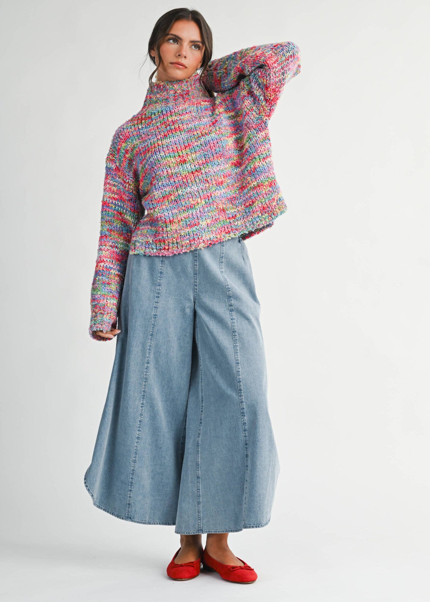 3320IK Chunky Marled Turtleneck Sweater