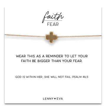 FAITH OVER FEAR GOLD CROSS NECKLACE