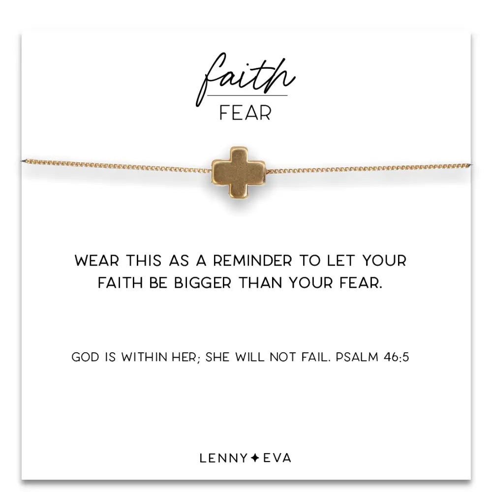 Faith Over Fear Gold Cross Necklace