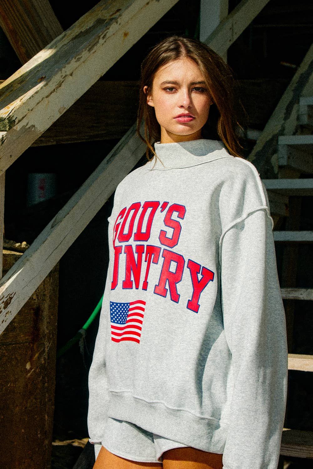 GOD'S COUNTRY Reversible Mock-neck Sweatshirt
