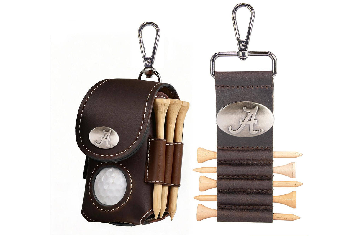 Alabama Crimson Tide Leather Golf Ball and Tee Holder