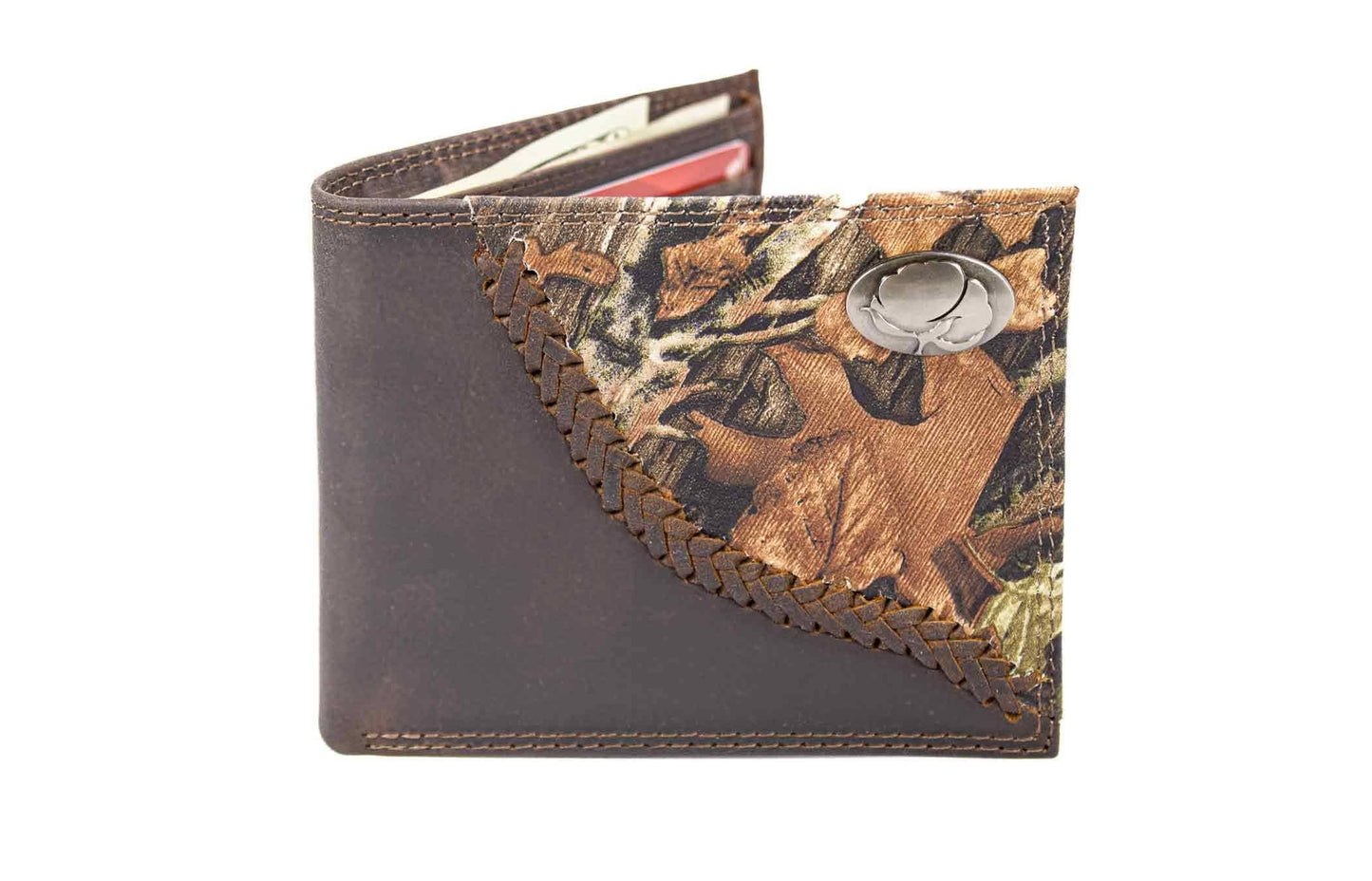 Cotton Boll Leather Bifold Wallet - CRAZY HORSE BROWN