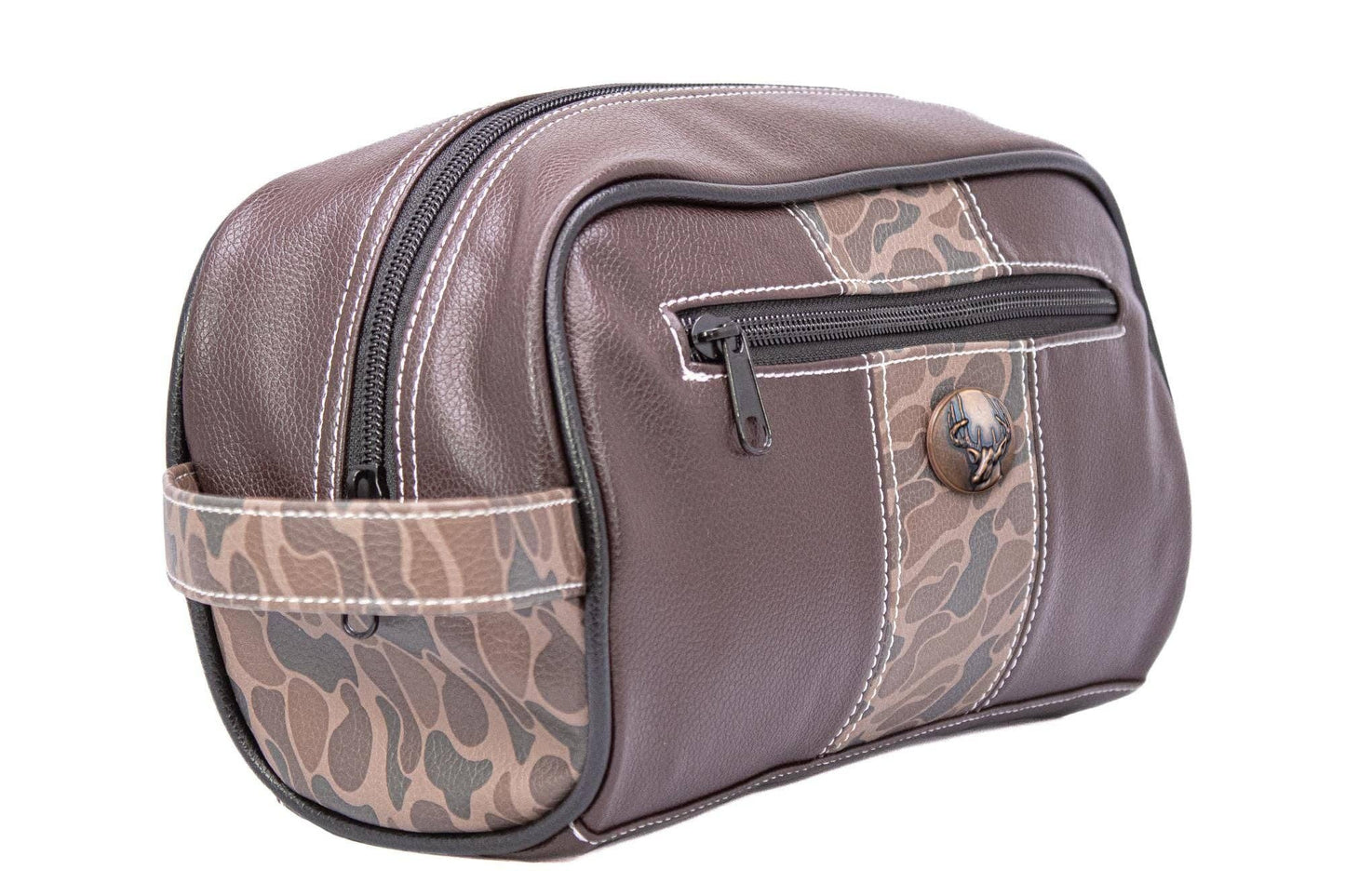Buck Brown Pebble Old School Camo Men's Toiletry Dopp Bag.