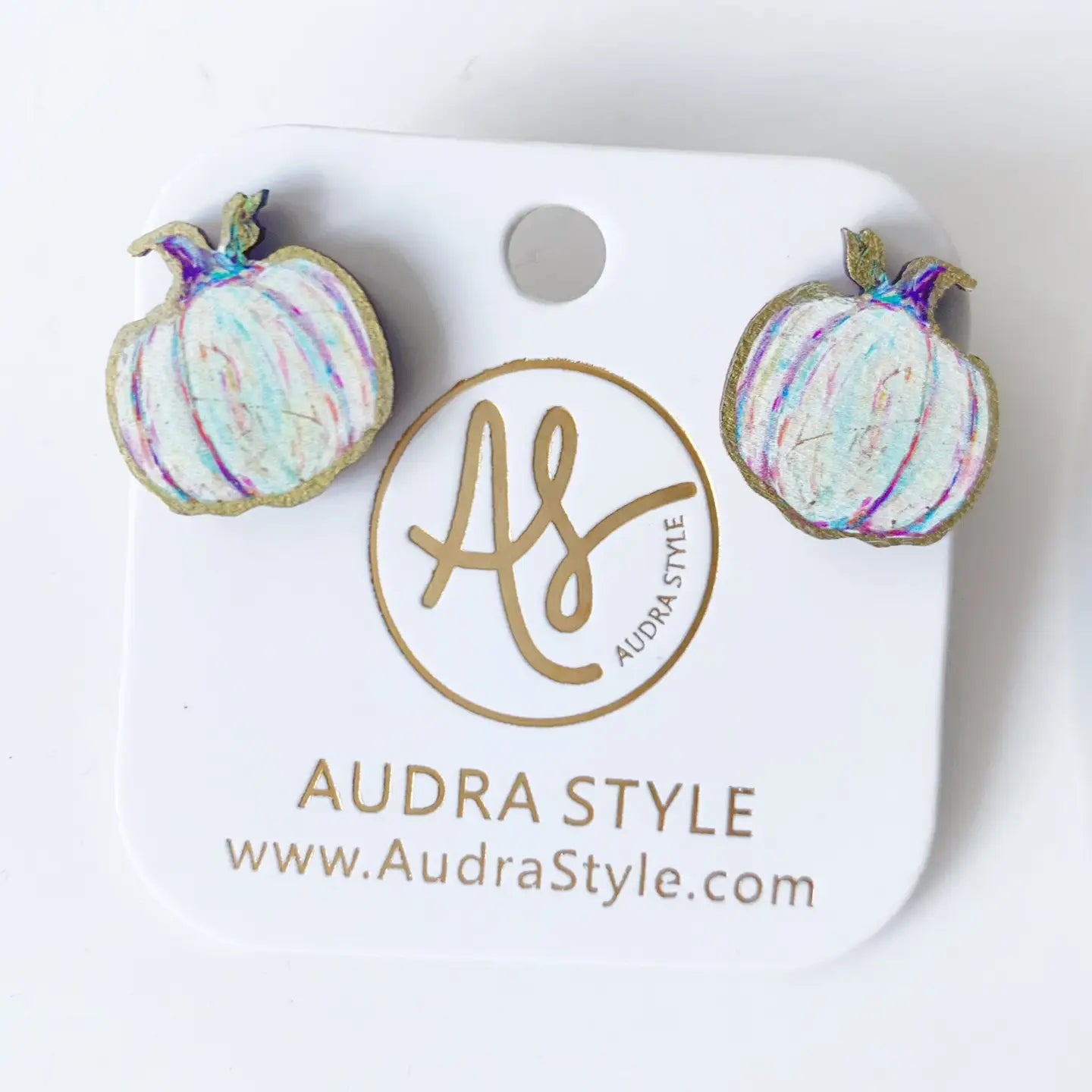 Fall Halloween Statement Earring White Pumpkin Stud