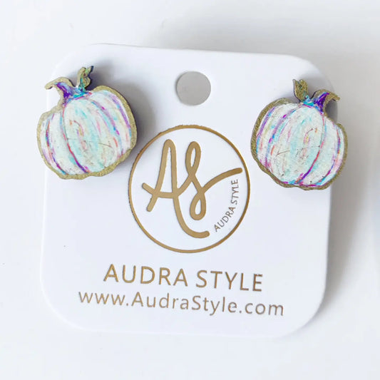 Fall Halloween Statement Earring White Pumpkin Stud