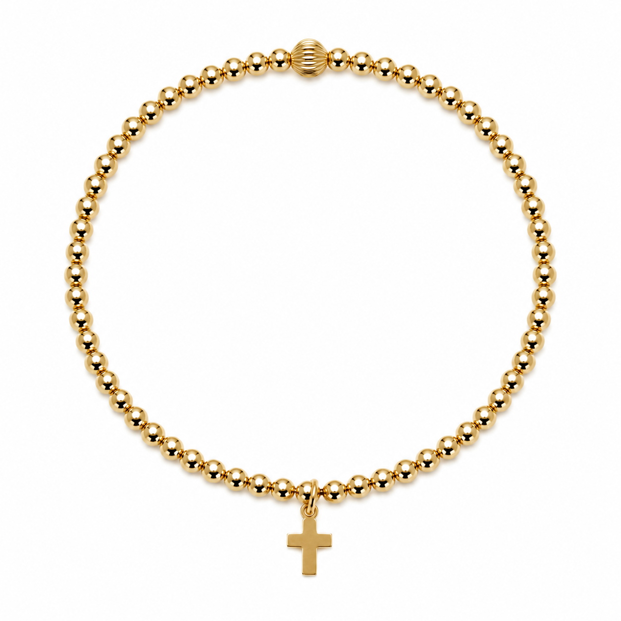 Sedona Luxe 2.5mm Beaded and Corrugated Stretch Bracelet with Luxe Cross