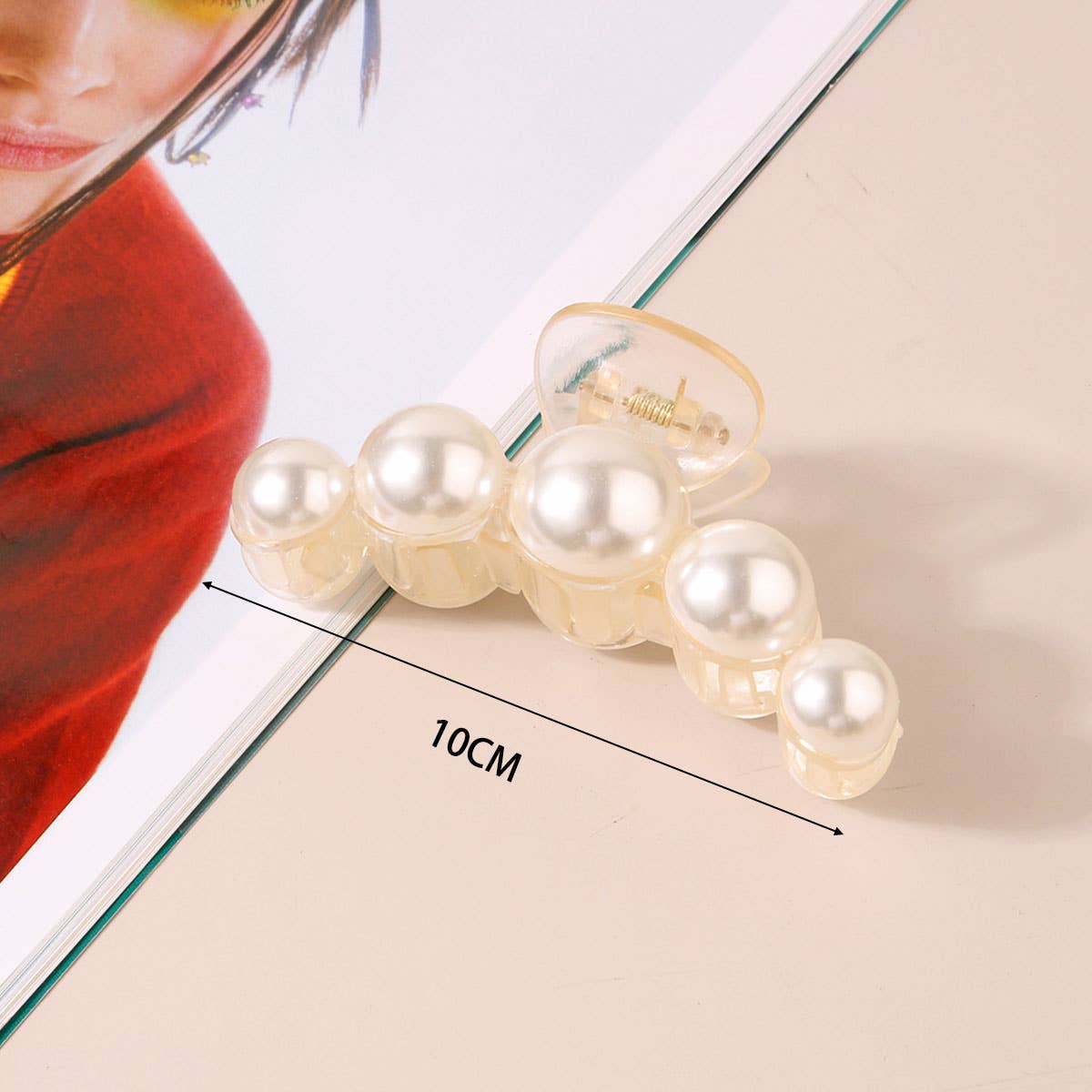Large Pearl Hair Claw Clip for Women, French Style