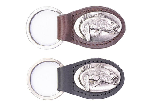 Bass Oval Leather Keychain