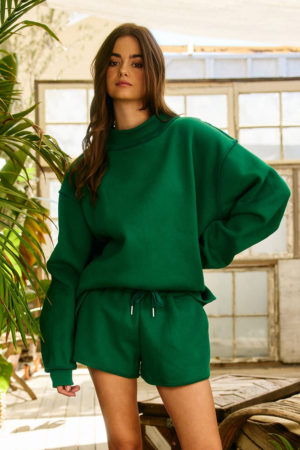 Solid Reversible Mock Neck Sweatshirt Top