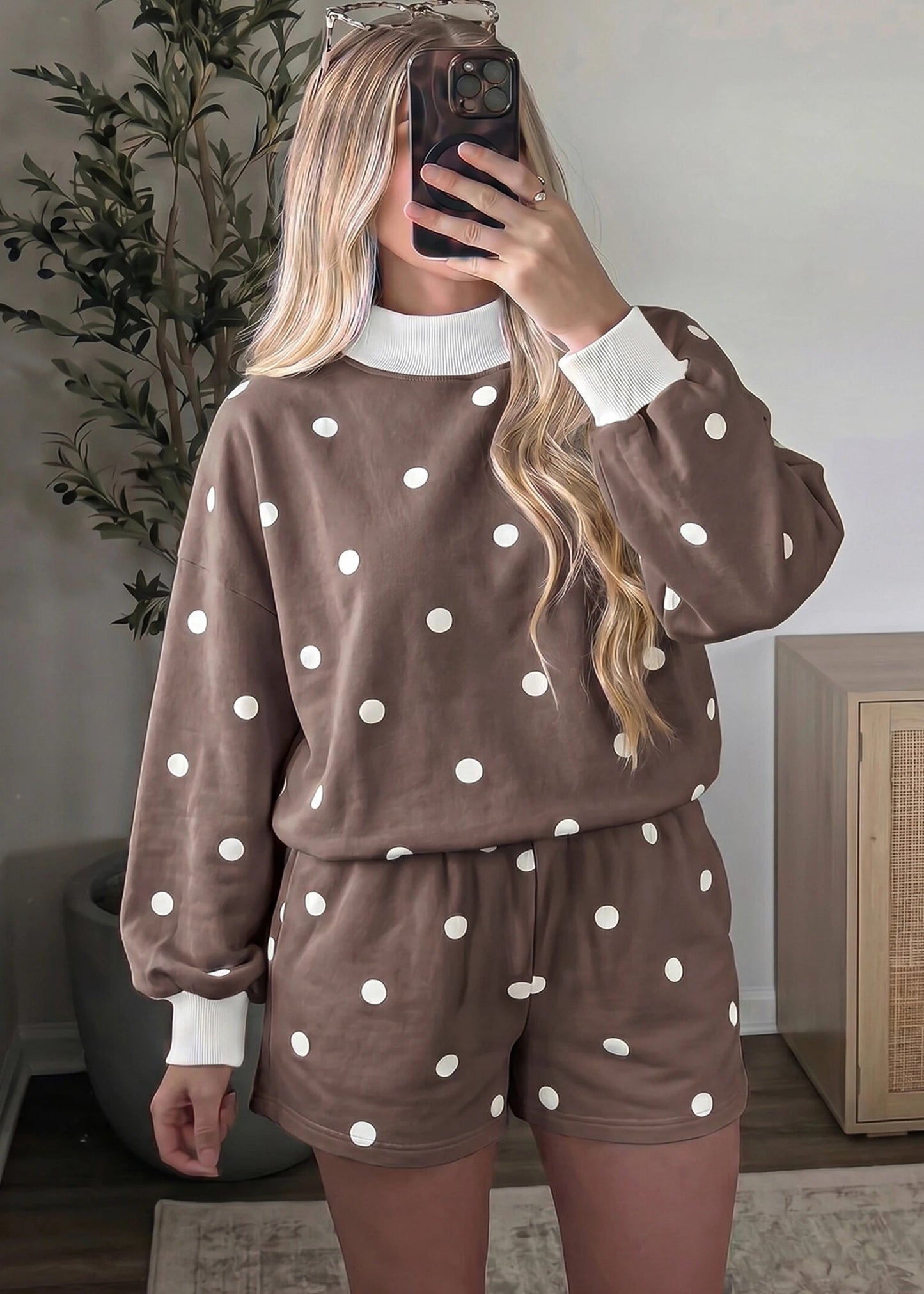 MABRIE SET - BROWN POLKA DOT