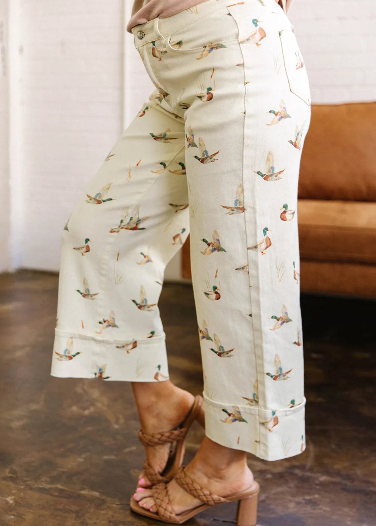 MALLARD PRINT JEANS - BEIGE