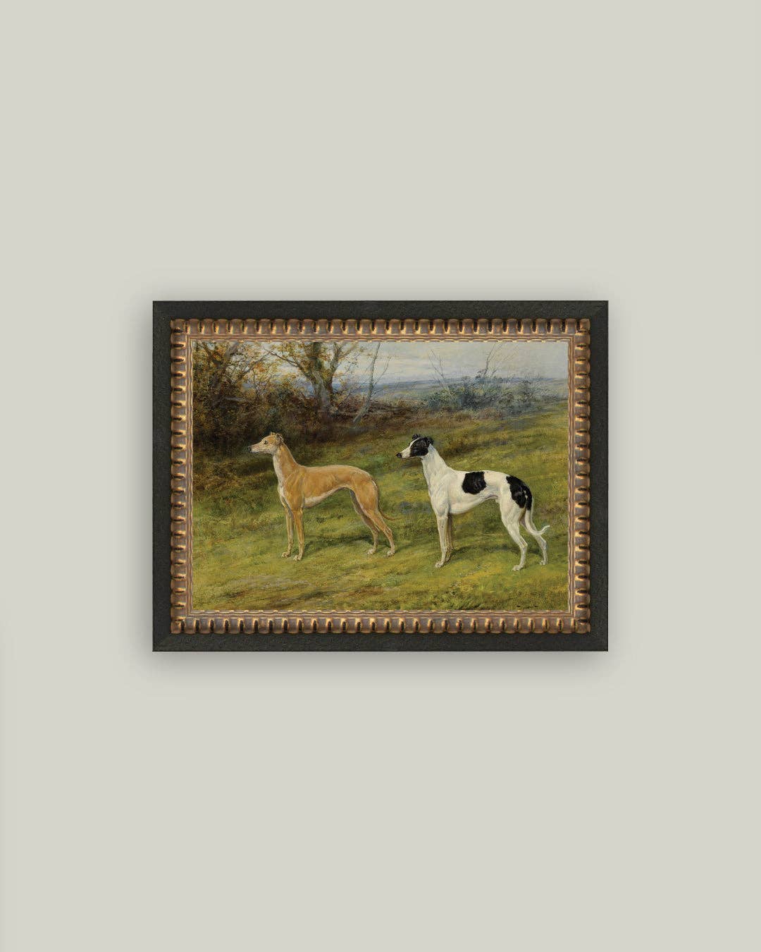 Greyhound Whippet Dogs Framed Antique Art