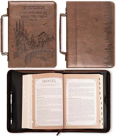 BIBLE COVER W/ WINGS-BROWN