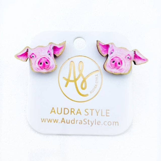Pig Stud Earring Farm Animal Pop Art