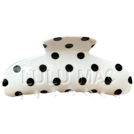 LULU MAC HAIR CLIPS LM-HR-1001- White/Black Dot