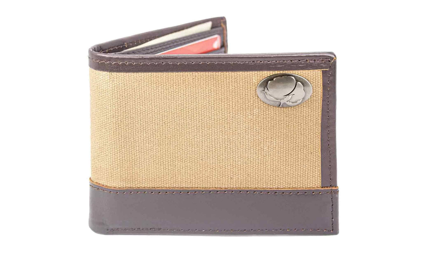 Cotton Boll Leather Bifold Wallet - CRAZY HORSE BROWN