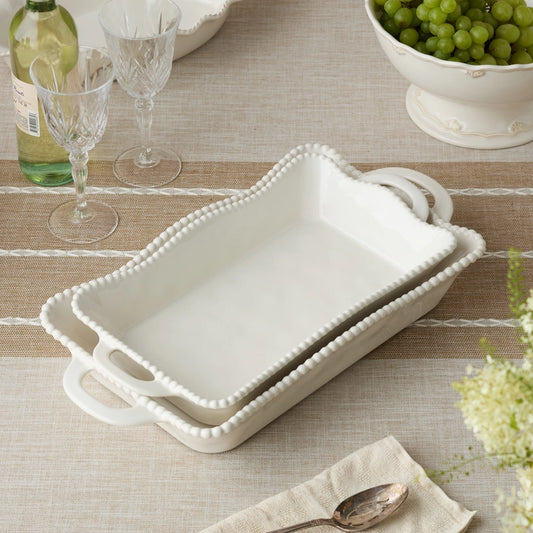 PERLETTE CREAM MEDIUM RECTANGULAR BAKER