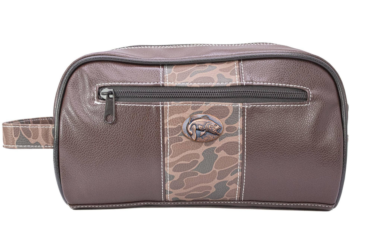 Bass Brown Pebble Old School Camo Men's Toiletry Dopp Bag.