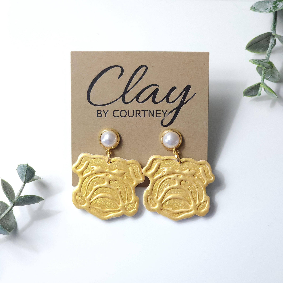 Handcrafted Bulldog Dangle Earring