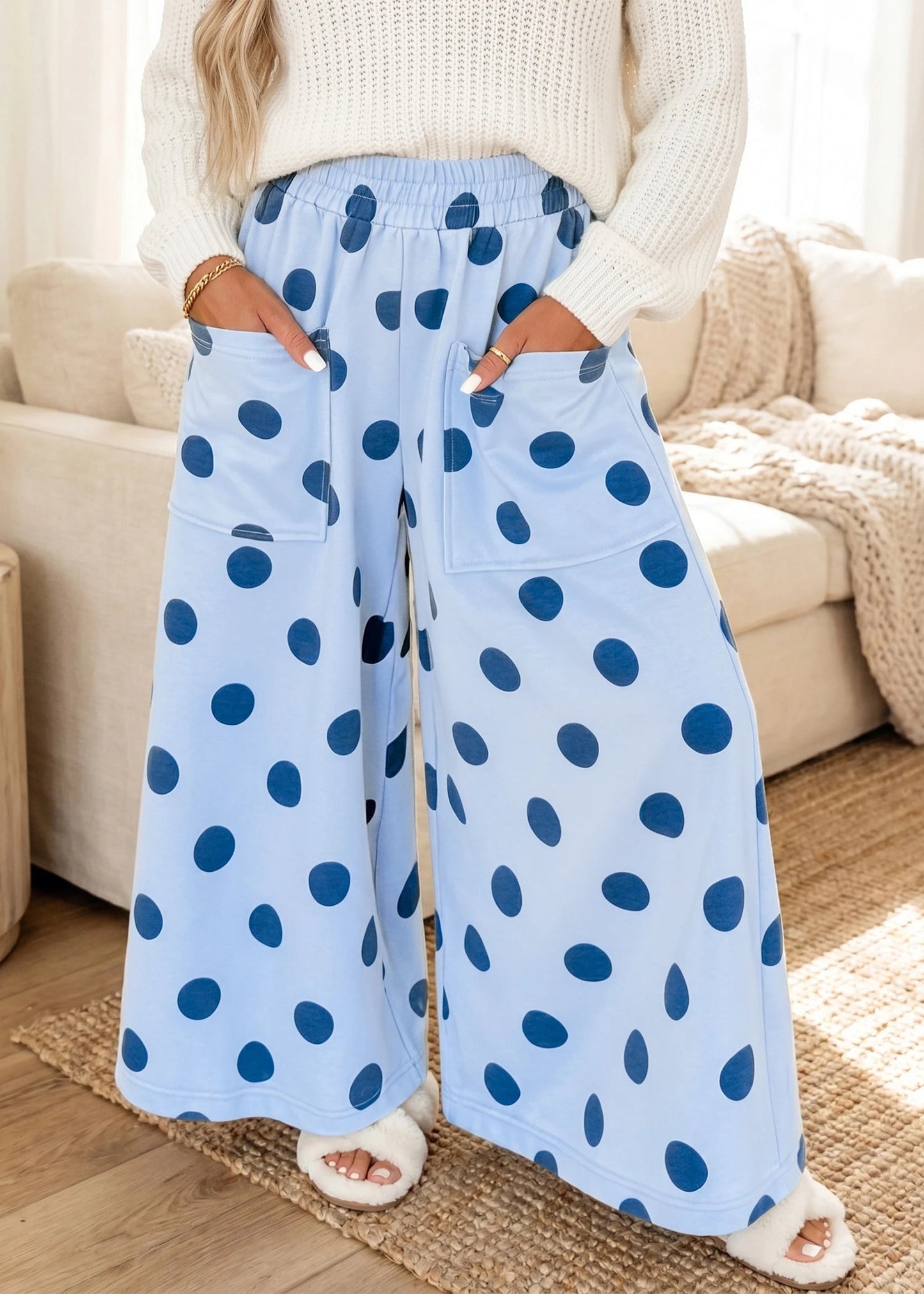 MADISYN PANTS - BLUE POLKA DOT