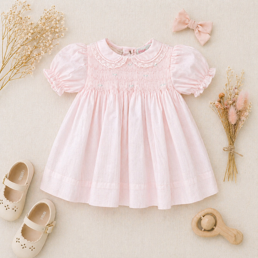Fully Smocked Dress with Lace