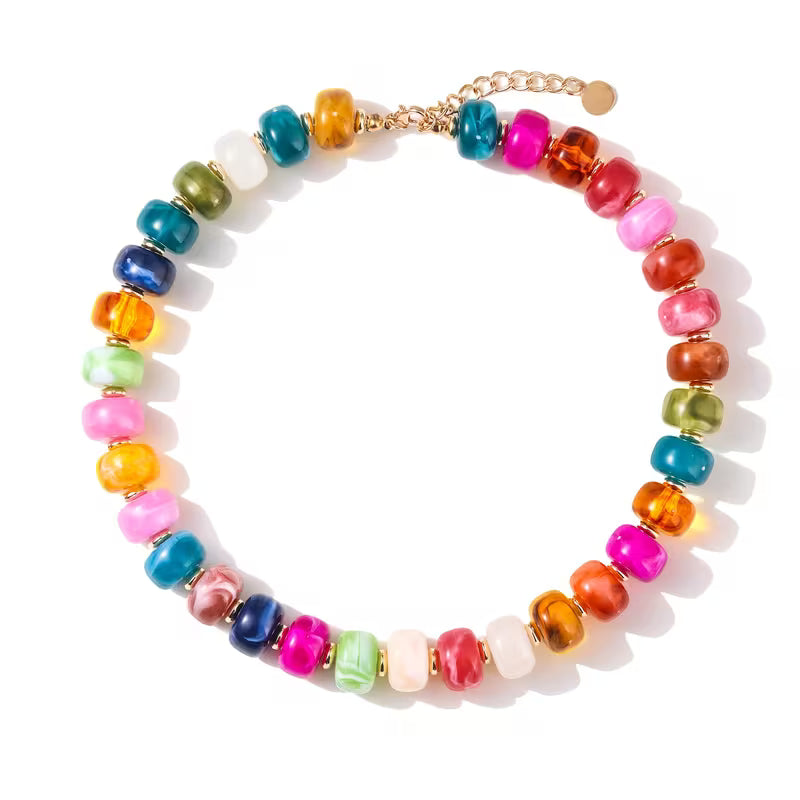 ACRYLIC RAINBOW BEADED NECKLACE