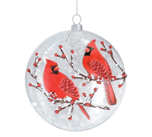 RED CARDINALS ON BERRY LIMBS-ORNAMENT