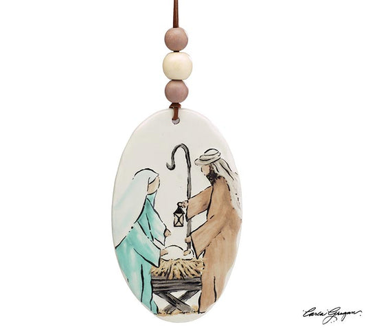 OVAL SHAPE HOLY FAMILY-ORNAMENT