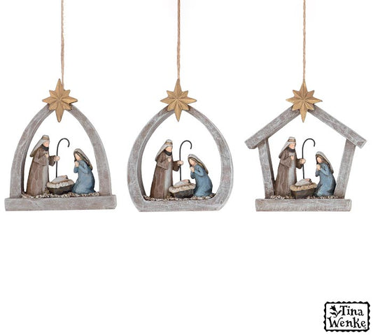 DIVINE NIGHT RESIN HOLY FAMILY-ORNAMENT