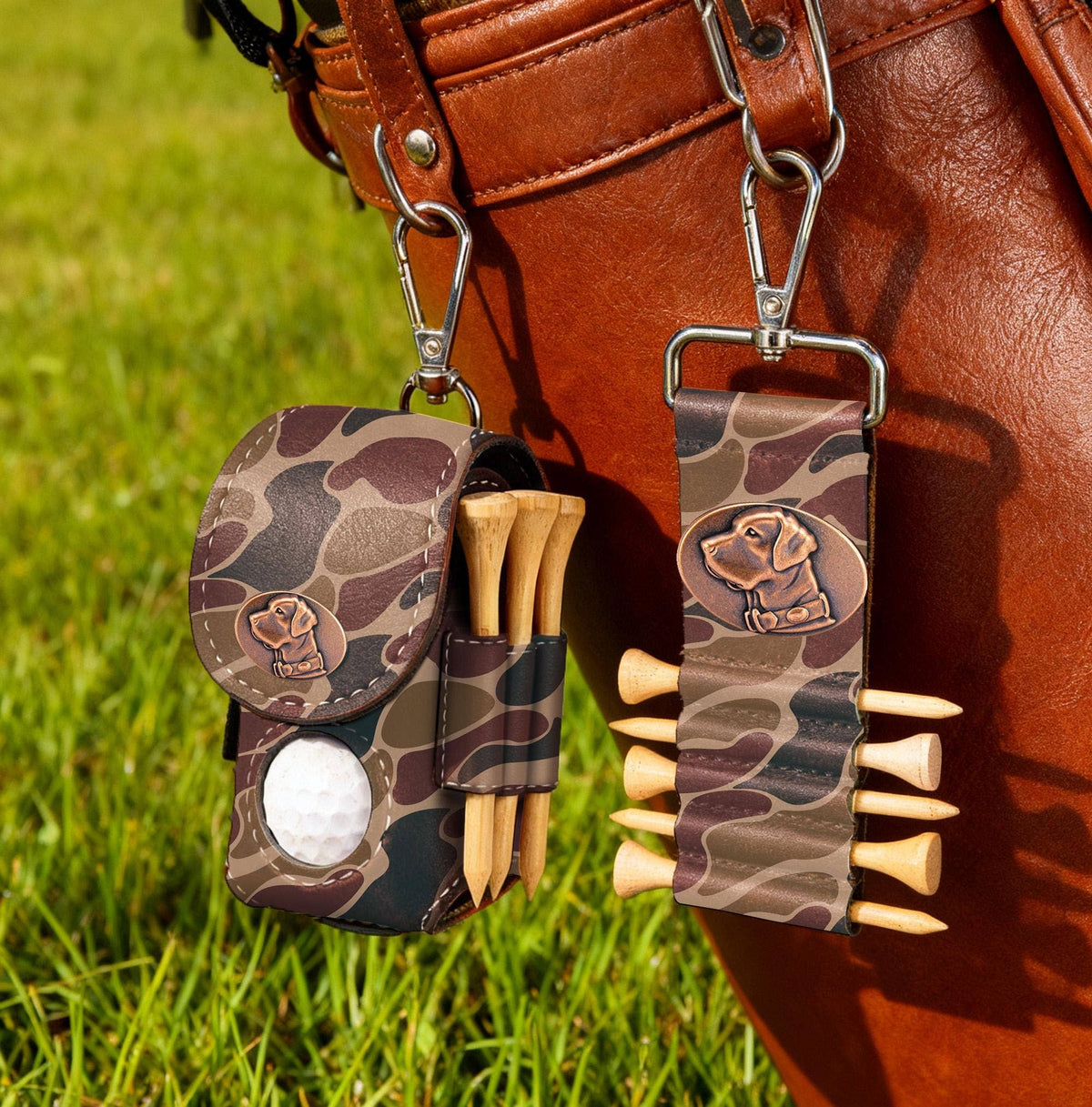Lab Leather Golf Ball and Tee Holder