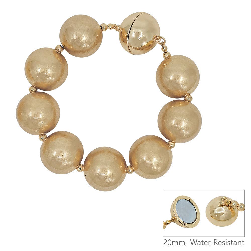 20MM Matte Gold Beaded Magnetic Closure Bracelet