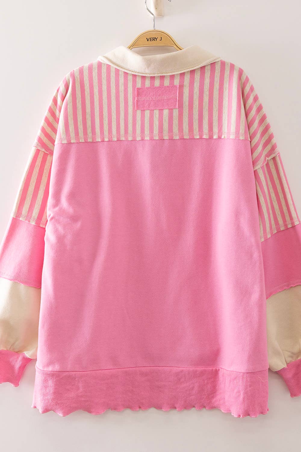 Vintage Stripe Rugby Sweatshirt - Heather Gray