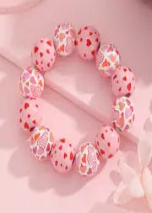 HEART PRINT BEADED BRACELET