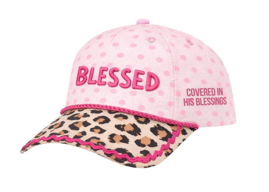 "BLESSED" on Tan Cap with Patch Work
