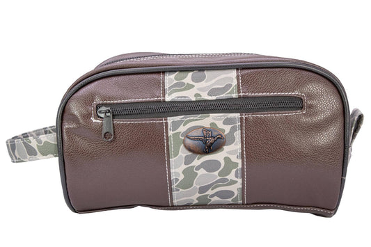 Mallard Brown Pebble Old School Camo Men's Toiletry Dopp Bag.