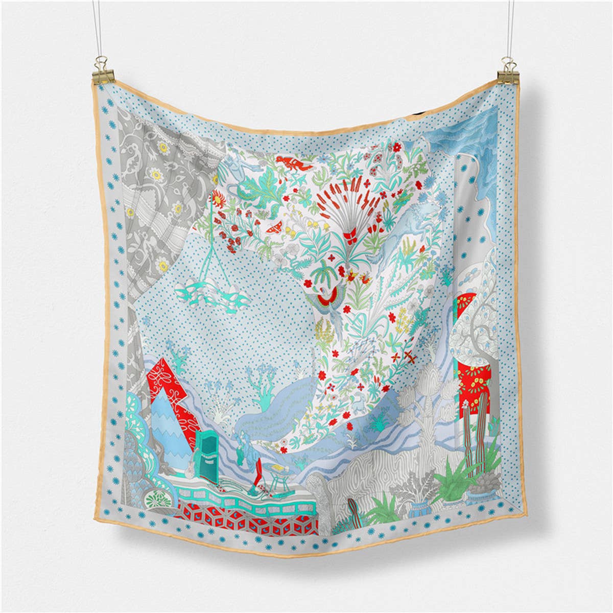 Silk Feel Square Scarf Necklace