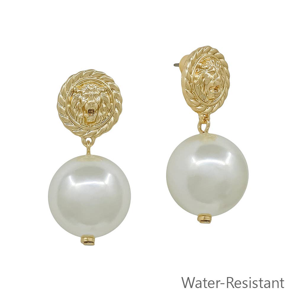 Water Resistant 14MM Coin Pearl Stud Earring