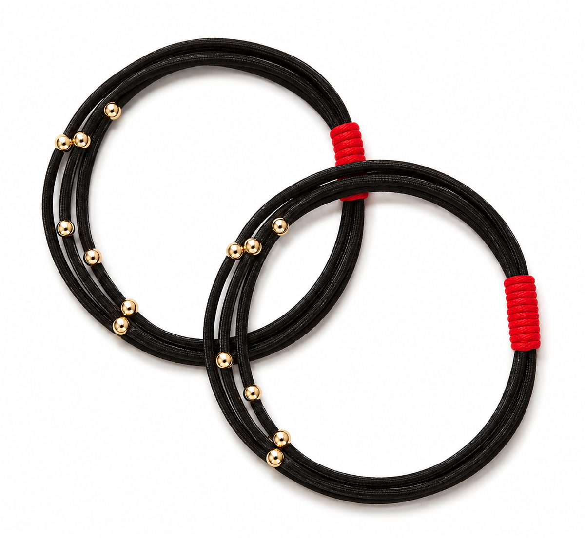 Water Pony Hair Tie Bracelet in Black with Red