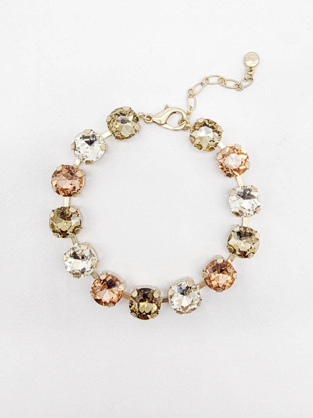 Brown/Topaz Multi Square Stone with Gold Hinged 7.25" Bracelet