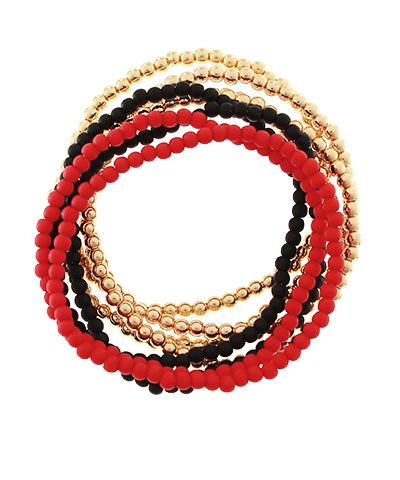 GAMEDAY SMALL BEADED BRACELET SET - RED