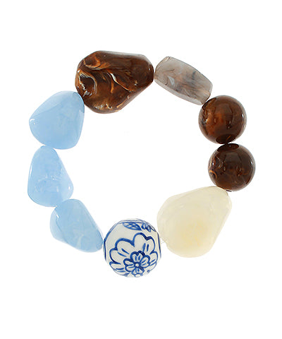 MARBLE STONE & BALL BRACELET - LIGHT BLUE/TURQUOISE