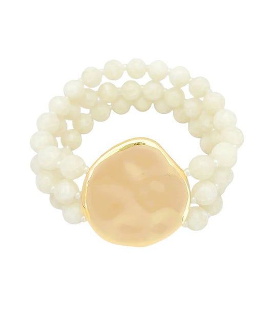 IVORY BEADED BRACELET WITH GOLD