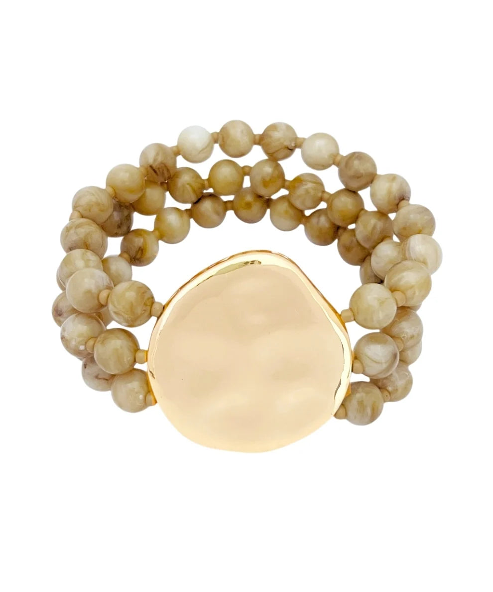 LIGHT BROWN AND GOLD ROW BRACELET