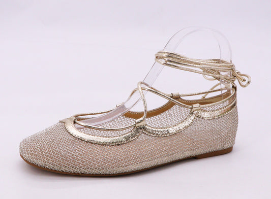 GHILLIE LACE UP GOLD MESH SHOES