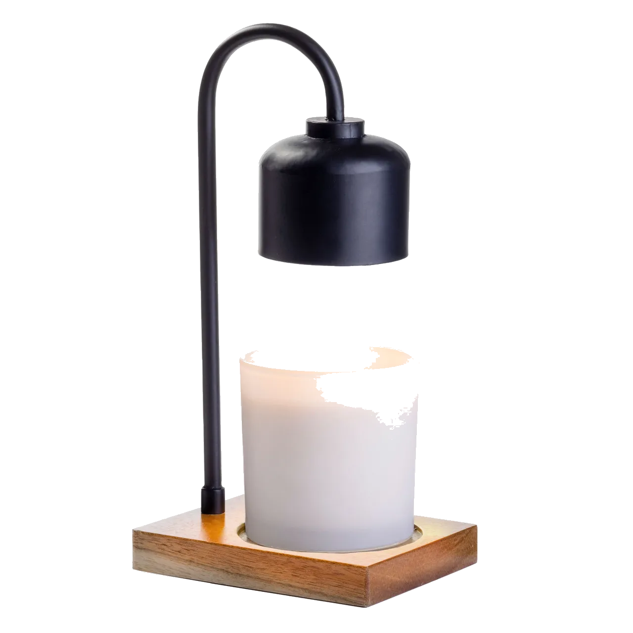 BLACK AND WOOD ARCHED CANDLE WARMER LAMP