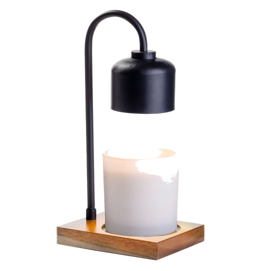 BLACK AND WOOD ARCHED CANDLE WARMER LAMP
